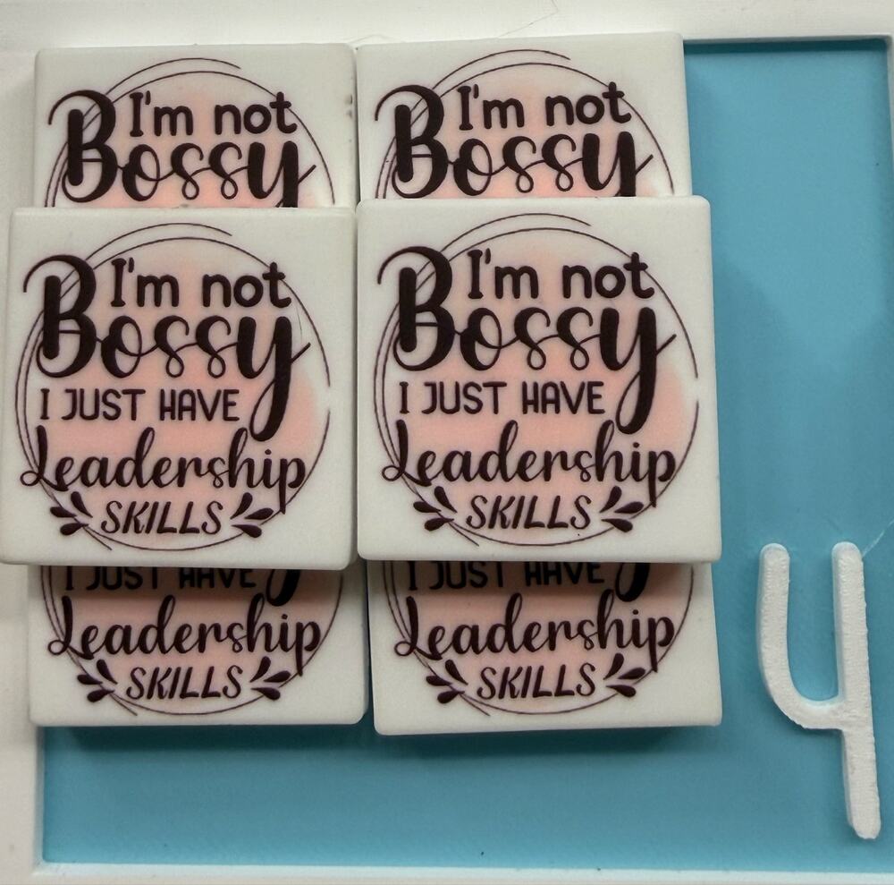 Set of 6 Snarky “I’m Not Bossy” Silicone Focals for Pens Keychains Crafts funny